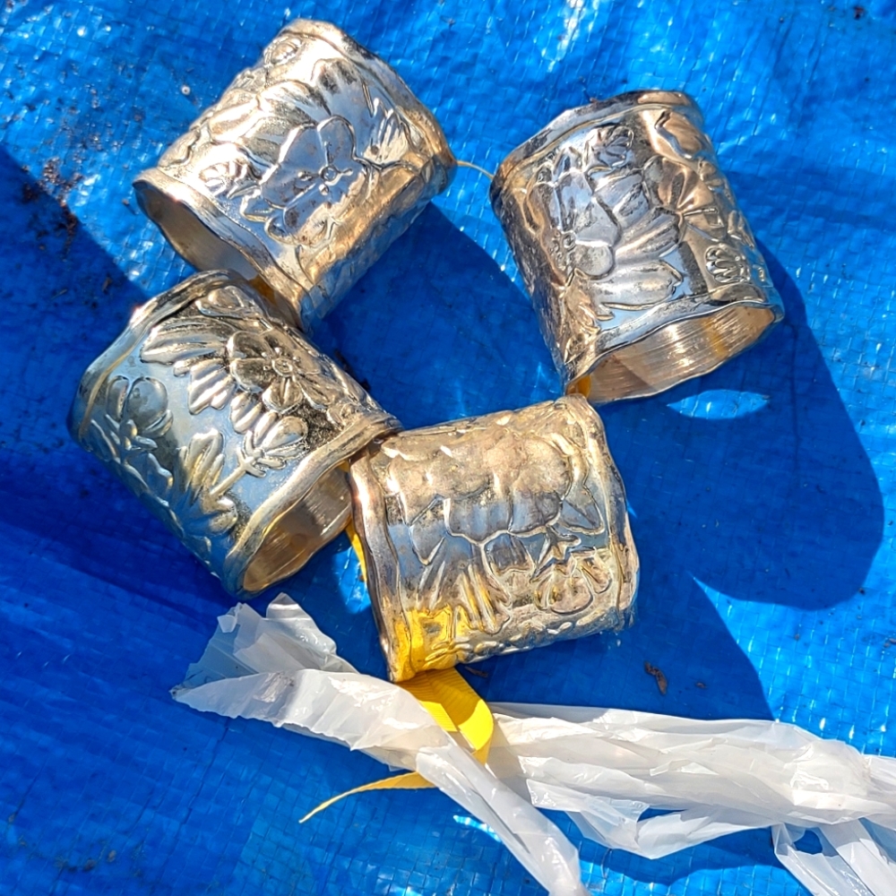 Antique sliver and bronze sliverware cuffs